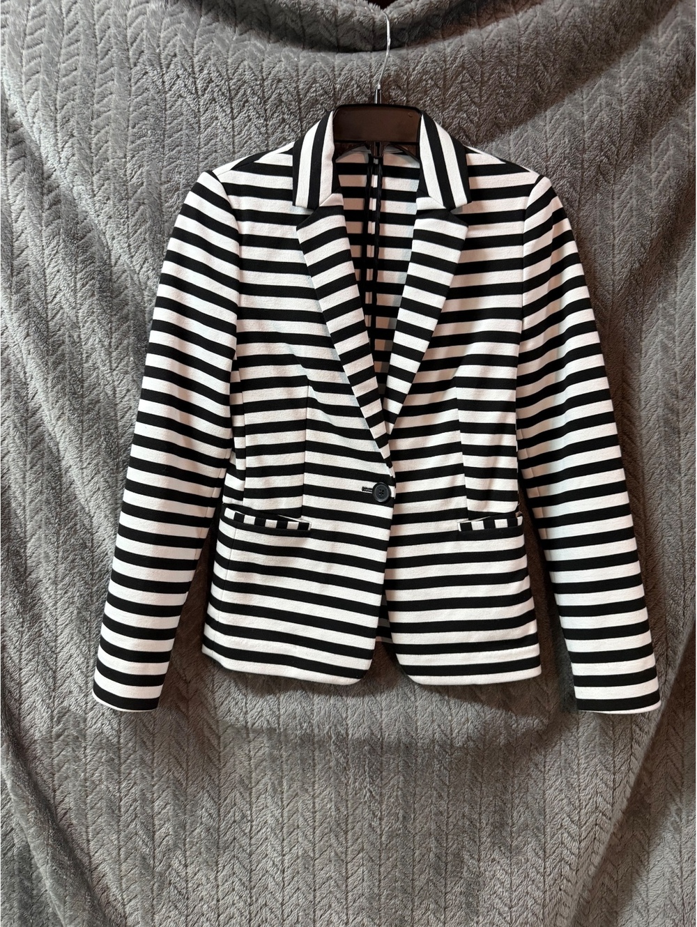 Express Black and White Striped Blazer Jacket XS